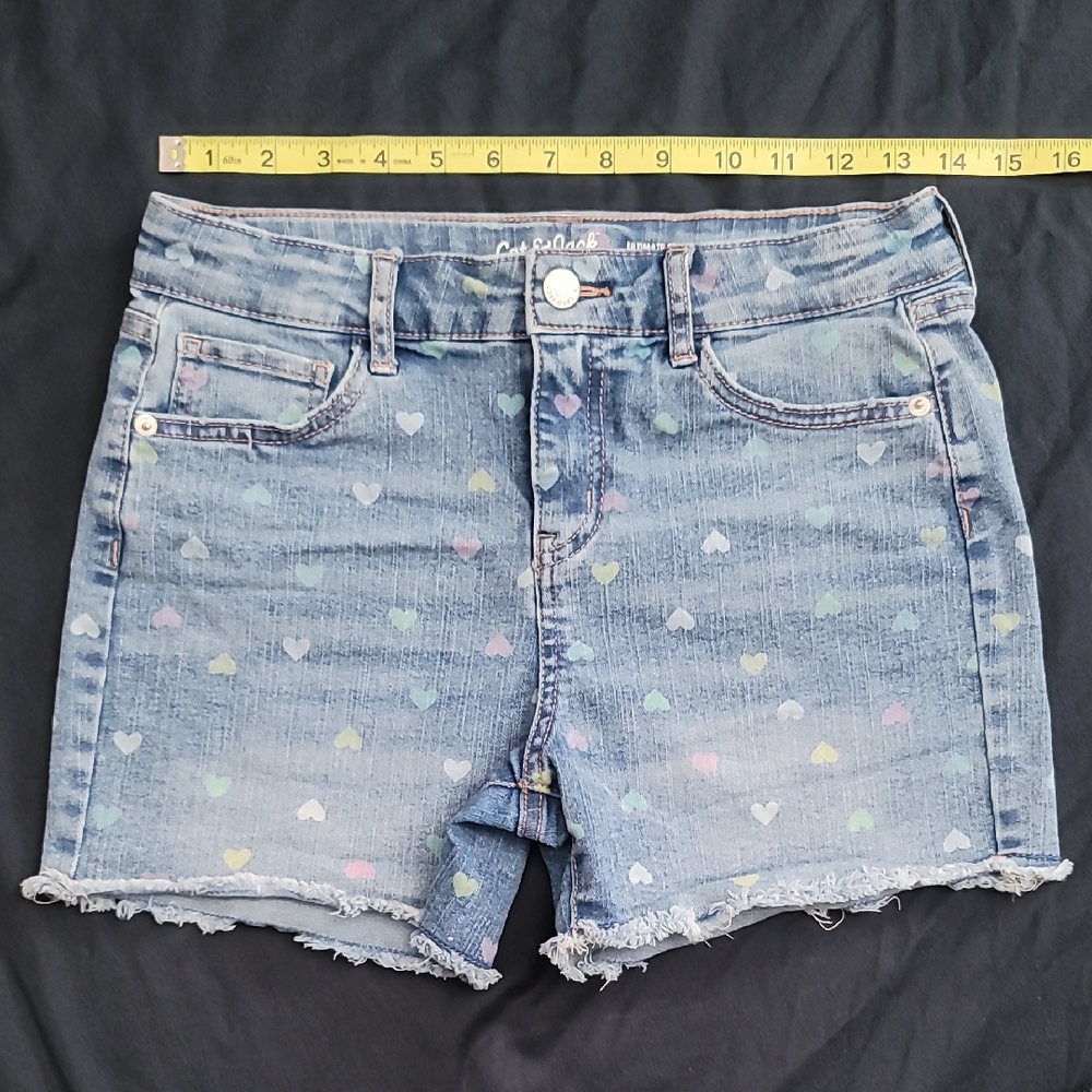 Cat & Jack Heart Patterned Denim Shorts